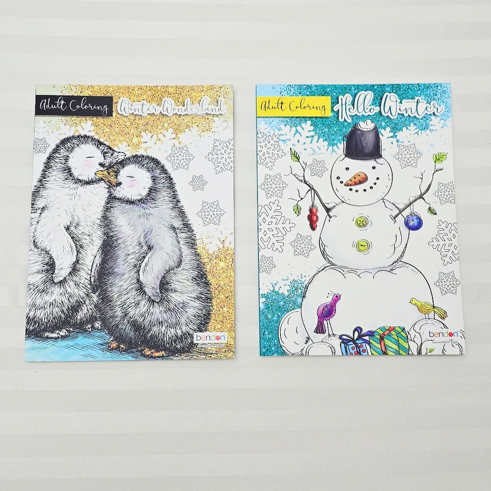 2pk Adult Christmas Coloring Book Set Hello Winter Wonderland Holiday Books NEW